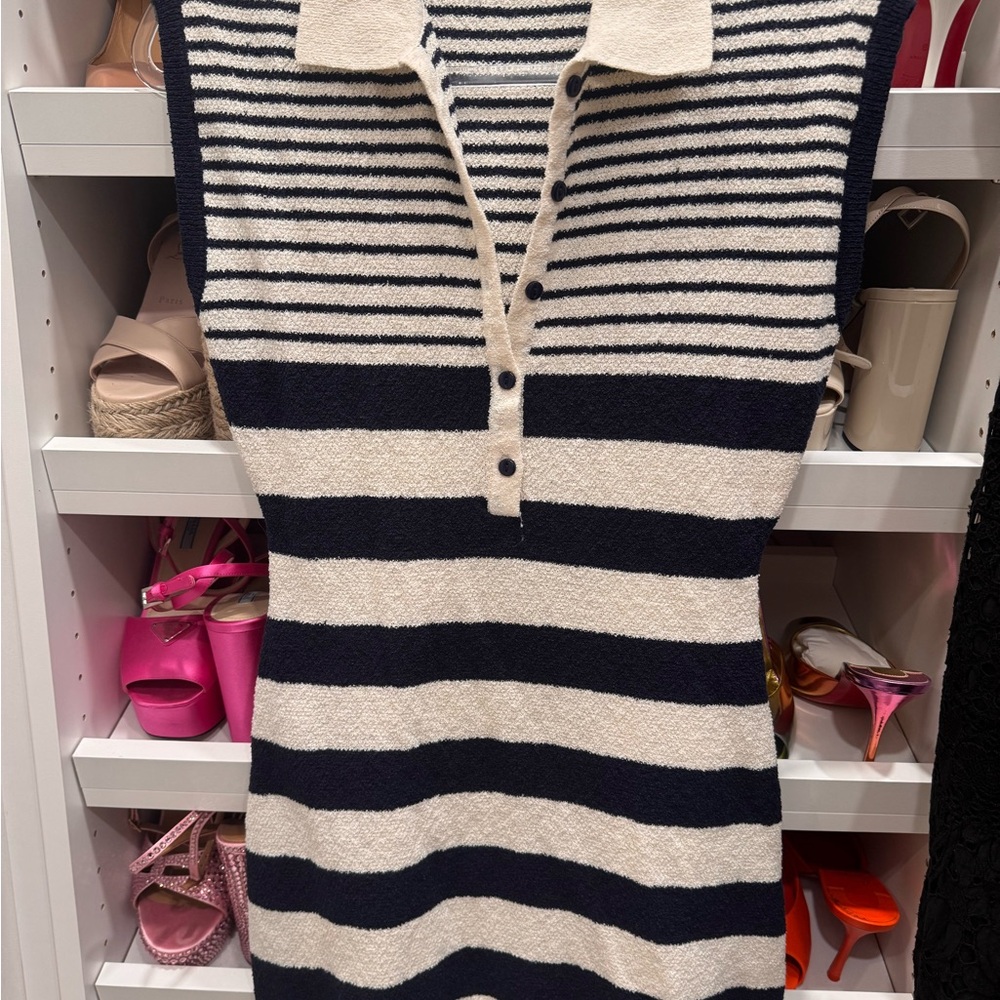 Zara Striped navy and White Women's Dress - Picture 2 of 4